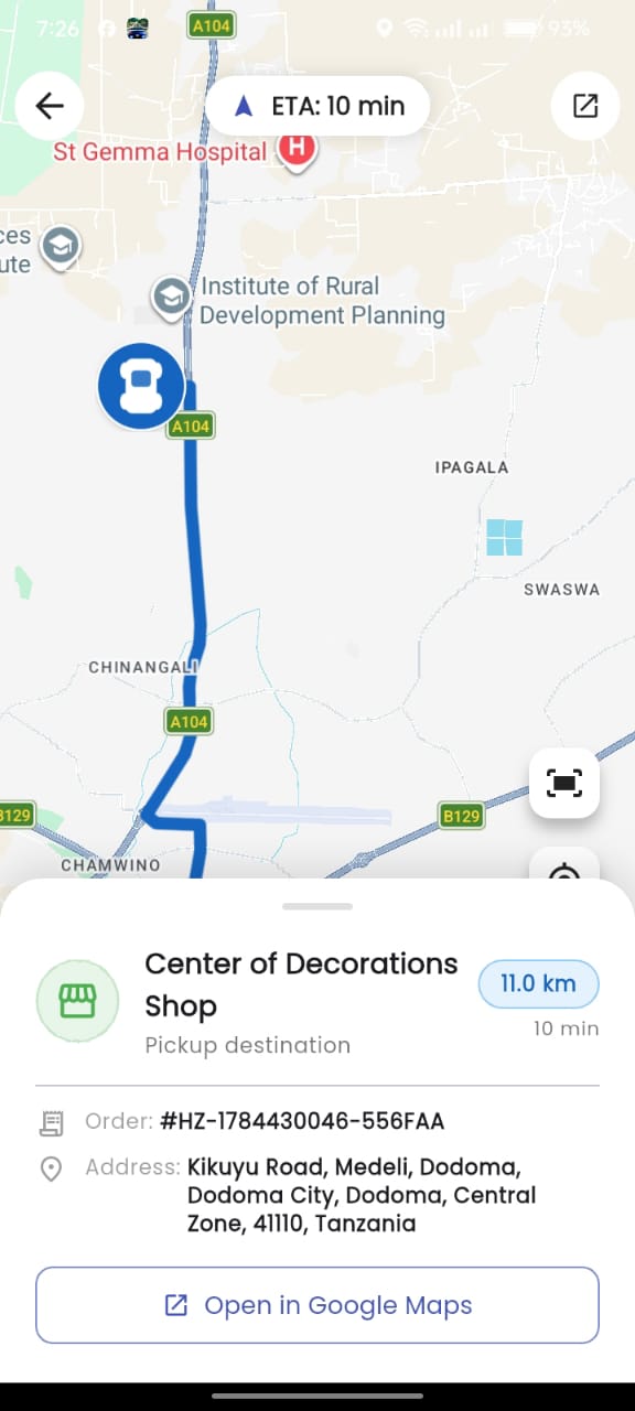 Horizoney live map tracking screen